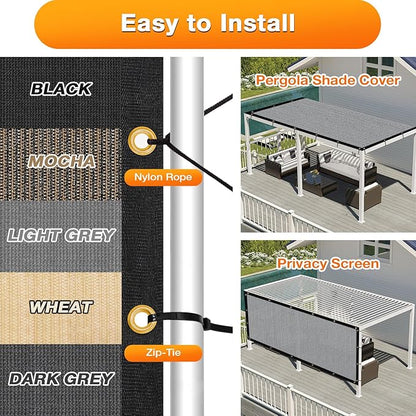 Artpuch Outdoor Pergola Shade Cover 18x19 FT Sun Shade Cloth with Grommets Light Grey 90% UV Protection Canopy Patio Privacy Screen (Customized Available)