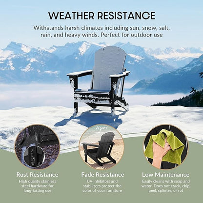 WestinTrends Malibu Malibu Outdoor Folding Poly Adirondack Chair (Set of 8), Black