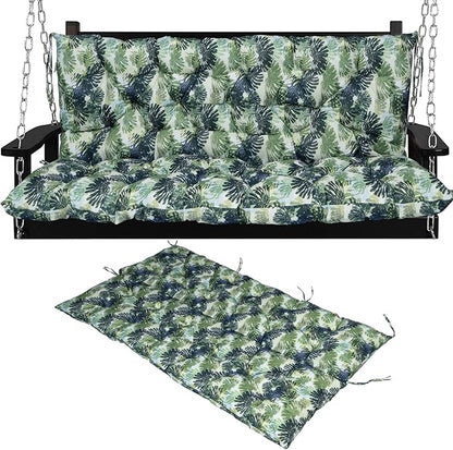 Swing Replacement Seat Cushions, 2-3 Seater Bench Cushions for Outdoor Furnitur with Backrest, Garden Recliner Seat Cushions Waterproof Sofa Pads (Palm Leaves, 71x40in)