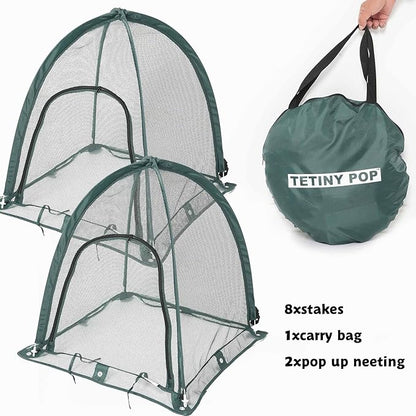 2pcs Quick Set up Pop up Garden Netting 28”x28”x32”Portable Plant Cover Net ,Locusts,Birds,Small Animal Garden Fruit and Flower Cages Portable Carry Bag with 16 Stakes