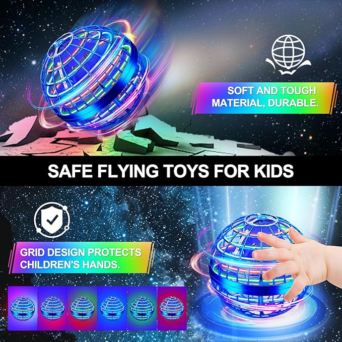 Vantexi Flying Orb Ball Toy,2026 Upgraded Parachute with LED Light,Magic Hand Controlled Gravity Ball,Cosmic Globe Boomerang,Cool Christmas Birthday Gift for 6 7 8 9 10+ Year Old Boys Girls Teens-Navy