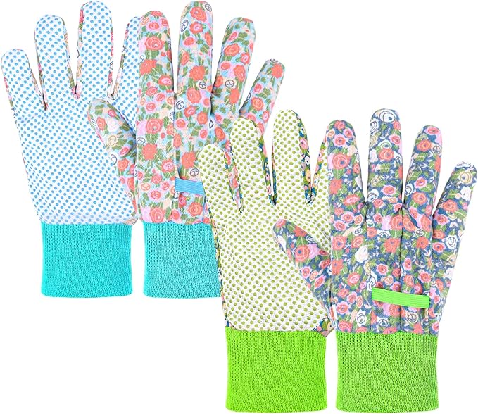 Ainiv Floral Gardening Gloves for Women/Ladies, Non-Slip Garden Work Gloves,Breathable Yard Work Glove Light Working Gloves