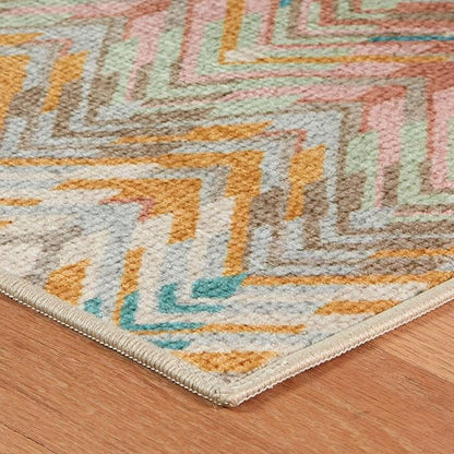 Dash & Albert Seneca Stone Machine Washable Rug, Runner-2.5 X 8 Feet, Multi Graphic Pattern