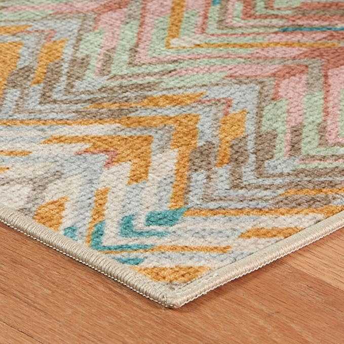 Dash & Albert Seneca Stone Machine Washable Rug, 5 X 8 Feet, Multi Graphic Pattern