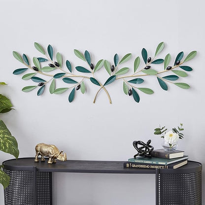 Deco 79 Metal Leaf Wall Decor, 46" x 2" x 16", Green