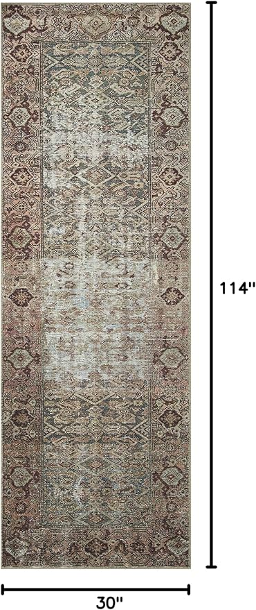 Loloi Amber Lewis Georgie Collection GER-07 Moss/Salmon 2'-6" x 9'-6", .19" Pile Height, Runner Rug