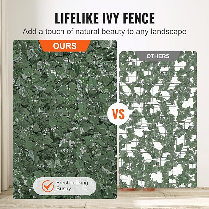 VEVOR Artificial Ivy Privacy Fence Screen, 59 x 98 in Faux Ivy Vine Leaf Hedges Fence, Greenery Privacy Fence with Strengthened Joint, Green Wall Decoration for Outdoor Garden, Yard, Balcony