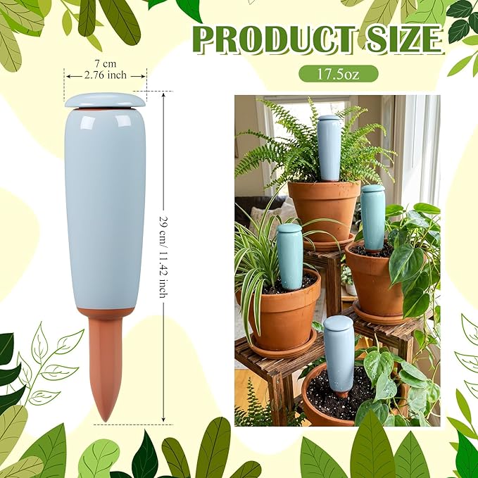 LemonRoad 4 Pack Terracotta Watering Spikes Plant Self Watering Globes Devices Large 17.5 oz Potted Plant Waterer Automatic Planter Inserts for Indoor Outdoor Plants