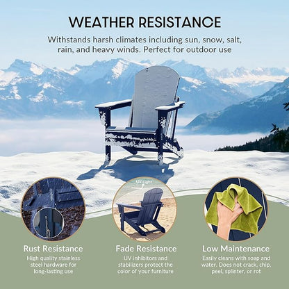 WestinTrends Malibu Malibu Outdoor Folding Poly Adirondack Chair (Set of 8), Navy Blue