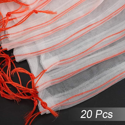 Mesh Fruit Tree Bags, 20 Pack 27 x 19 inch Plants Protection Netting Bags with Drawstring, Insect Bird Bug Barrier Net Cover for Garden Flower Bananas Vegetables Fruits Tree Shrub