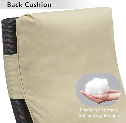 ATR ART TO REAL Outdoor Recliner Replacement Cushion, High Back Chair Cushions Patio Wicker Reclinning Chairs Seat Pad, Removable Cover, Waterproof, UV Resistant (Style B, Khaki)