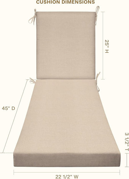 Honeycomb Outdoor Heritage Chaise, 22.5" W x 70" L, Textured Solid Almond Chair Cushion for Patio Furniture