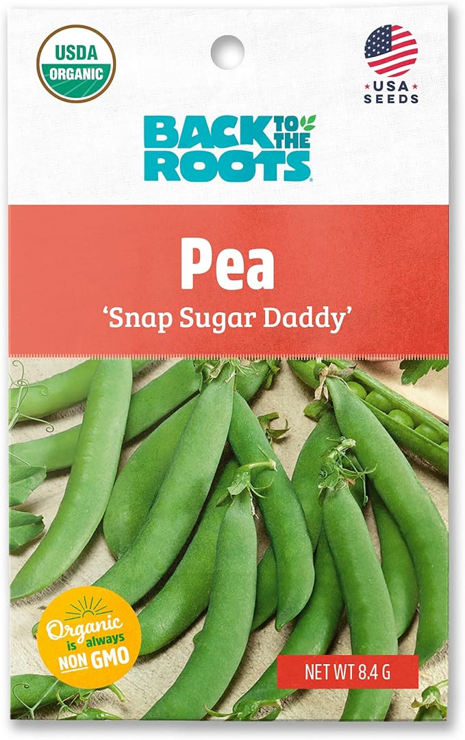 Back to The Roots 100% Organic Seed Packet - Pea 'Snap Sugar Daddy' 8.4g