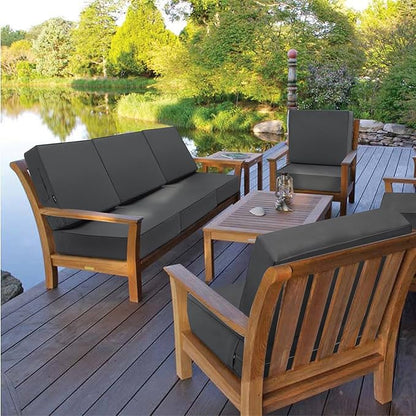 Favoyard Deep Seat Patio Cushion Set 24 x 24 Inch Waterproof Outdoor Chair Cushions for Patio Furniture with Fade Resistant and Removable Cover with Handle & Adjustable Straps for Patio, Yard, Garden