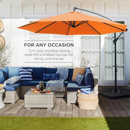 Best Choice Products 10ft Offset Hanging Market Patio Umbrella w/Easy Tilt Adjustment, Polyester Shade, 8 Ribs for Backyard, Poolside, Lawn and Garden