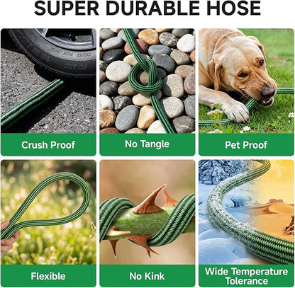 Garden Hose 75FT Non-Expandable Water Hose Flexible Kink-Free Lightweight Leak-Proof Sturdy Outdoor Hose Water Pipe for Garden Yard Lawn Camper 3/4 Inch Fittings