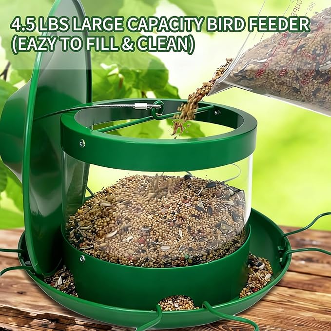 Metal Bird Feeders for Outdoors Hanging, 4.5lb Large Capacity Wild Birds Feeders for Outside, Heavy Duty Durable Wild Birdfeeder for Garden Yard Decor, Gift for Bird Lovers
