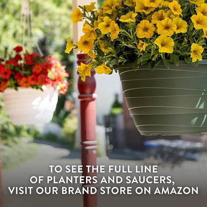 The HC Companies 13 Inch Wrapt Hanging Planters, Lightweight UV-Resistant Plastic Hanging Planters for Indoor & Outdoor Plants, 2-Pack Hanging Flower Pots for Garden, Patio & Home Decor, Black