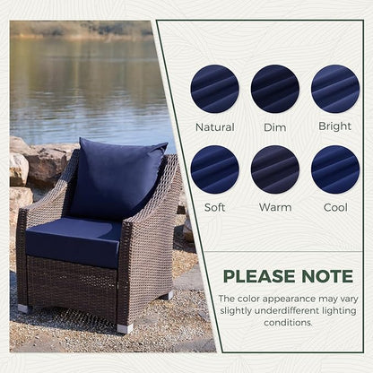 Outdoor Cushions for Patio Furniture, Outdoor Seat Cushion Set 24 x 24 x 5.75 Inch, Waterproof & Fade Resistant Outdoor Chair Cushions, Deep Seat Patio Cushion with Removable Cover, Navy Blue