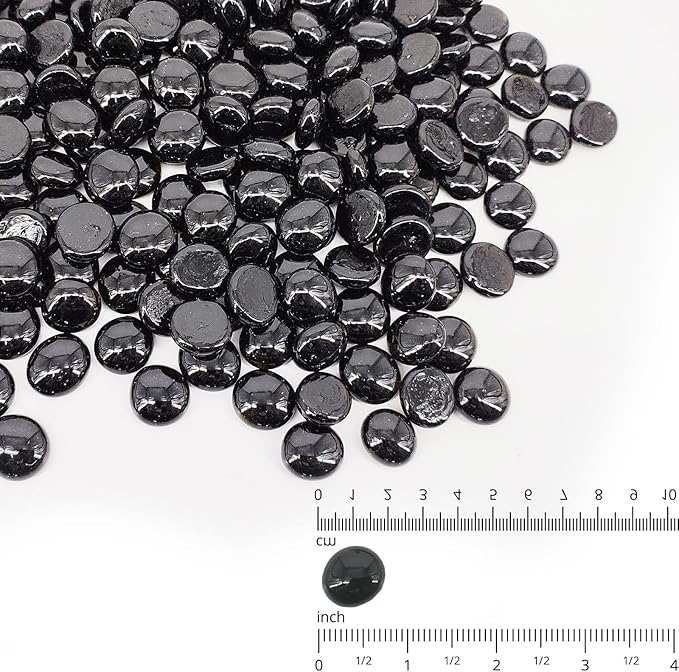 Fire Glass 19 Pound Onyx Black Glass Beads for Fire Pit 1/2 inch Tempered Glass Rocks