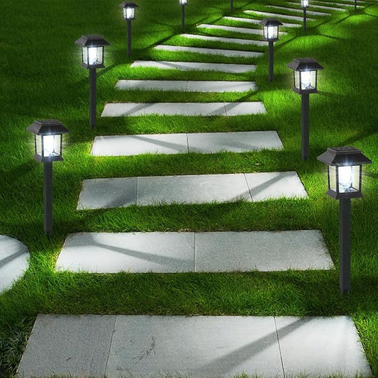 Greluna Solar Lights Outdoor, 6 Pack 6000K Waterproof Auto On/Off Solar Pathway Lights for Garden, Landscape, Path, Yard, Patio, Driveway, Walkway Decor