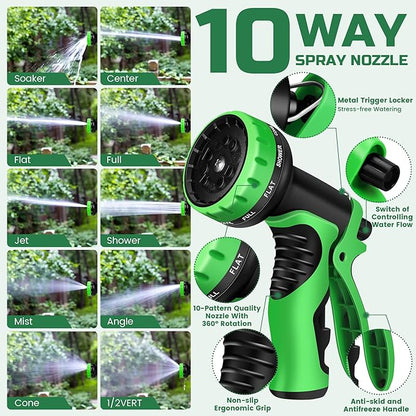 Garden Hose 25 ft Non-expandable Water Hose Flexible Durable 5 Layers TPV No Kink Lightweight Hybrid Hoses Heavy Duty with 3/4’’ Fittings-10 Way Nozzle Collapsible Outdoor Pipe for Yard Lawn