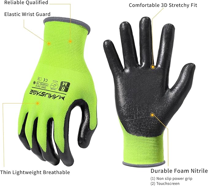 Safety Work Gloves - Protective Glove for Men & Women - Ultrathin Hand Protection - For Construction, Gardening, Landscaping - Yellow - Size M - 24 Pairs