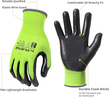 Safety Work Gloves - Protective Glove for Men & Women - Ultrathin Hand Protection - For Construction, Gardening, Landscaping - Yellow - Size M - 24 Pairs