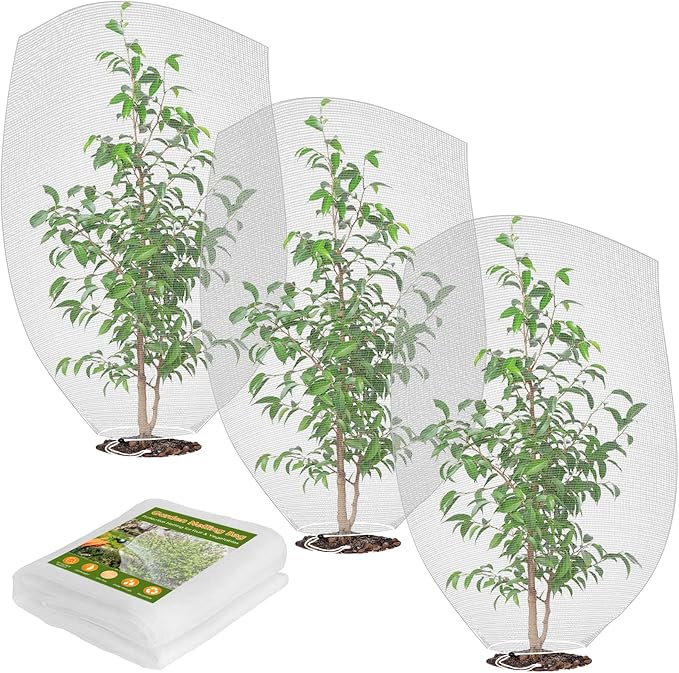 Mesh Plant Cover 3PCS,Garden Netting Mesh Outdoor,Netting for Tomato Plants,Garden Bug Netting Plant Cover,Bird Netting for Garden,Fruit Tree Netting (3.2 x 4.9 ft)