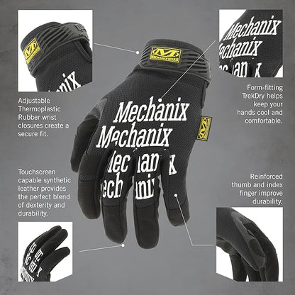 Mechanix Wear Original Work Gloves - Multi-Purpose Outdoor Work Gloves - Secure Fit - Durable & Machine Washable - Breathable & Comfortable - XX-Small - Black