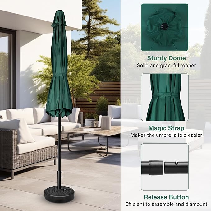 Simple Deluxe 7.5' Patio Umbrella Outdoor Table Market Yard Umbrella with 6 Sturdy Ribs for Backyard, Pool, Garden, Deck, Green