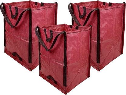 DURASACK Heavy Duty Home and Yard Waste Bag 48-Gallon Woven Polypropylene, Reusable Lawn and Leaf Garden Bag with Reinforced Carry Handles, Pop-Up Self-Standing Garbage Can, Red (Pack of 2)