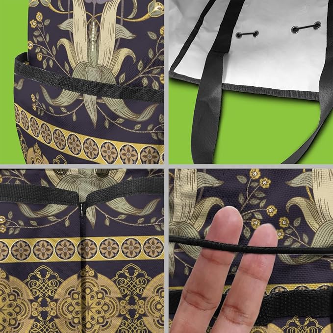 Paisley Garden Tool Bag - Waterproof Garden Tote with 8 Pockets, Large Storage Home Organizer Gardening Tool Oxford Bag for Garden Tools Kits Holder, Ideal Outdoor Gardening Gift for Women & Men