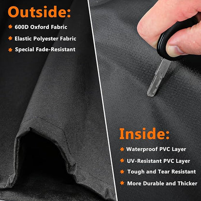Pellet Grill Cover for Camp Chef Smoker, Upgraded Full-Length Heavy Duty Waterproof Anti-UV Cover for Woodwind Pro 24 PG24SE PG2424SGB SmokePro DLX 24 PG24MZG PG24WWSB, for Camp Chef 24 with Sidekick