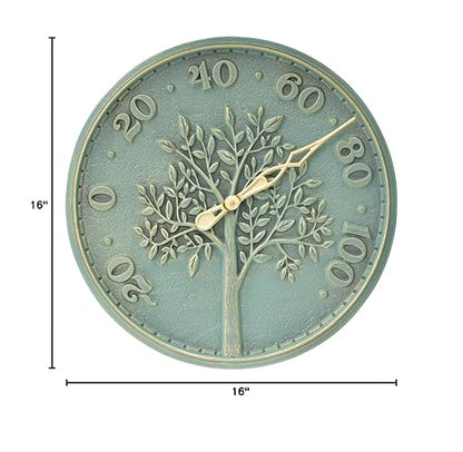 Whitehall Products 10436 Tree of Life 16 inch Indoor Outdoor Wall Thermometer in Bronze Verdigris