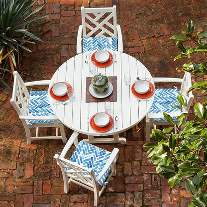 LVTXIII Outdoor Chair Cushions, Fade-Resistant Patio Furniture Cushions Outdoor Square Corner Chair Pads with Ties for Dining Chairs and Garden Furniture Decoration, 18.5"x16"x2" Set of 2, Blue Bricks