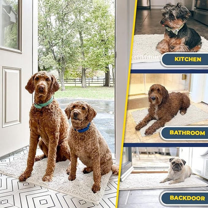 Muddy Mat® | Super Water Absorbent Door Mat Indoor, Microfiber Quick Dry Chenille Entryway Rug, Slip Resistant Front Door Mat, Indoor Mats for Entryway, Machine Washable Pet Rug, White 30"x19"