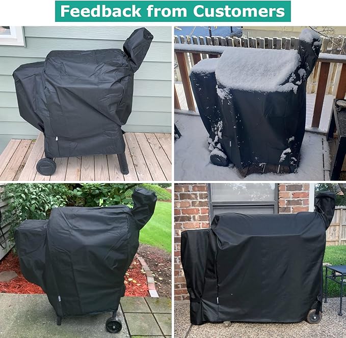 SunPatio Outdoor Heavy Duty Waterproof Wood Pellet Grill and Smoker Cover, UV Resistant Full Length BBQ Cover Compatible with Traeger 22 Series, Lil' Tex Grill and More, All Weather Protection