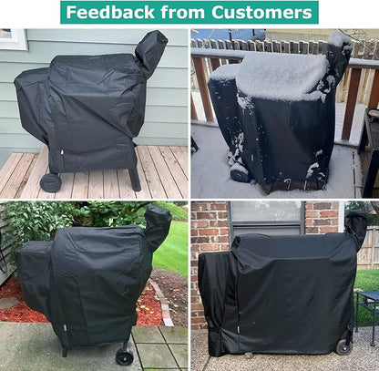 SunPatio Outdoor Heavy Duty Waterproof Wood Pellet Grill and Smoker Cover, UV Resistant Full Length BBQ Cover Compatible with Traeger 22 Series, Lil' Tex Grill and More, All Weather Protection