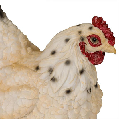 Alpine Corporation WFM100HH-WT 8" Life-Like Resting Hen Garden Statue – Indoor Outdoor Rustic White Hen Sculpture, Durable Weather-Resistant Polyresin for Yard, Patio, Porch, Pathway, or Home Décor