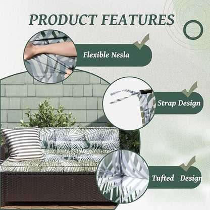 2/3 Seater Swing Replacement Cushion, Waterproof Porch Swing Cushions with Backrest, Thickened Bench Cushions for Outdoor Furniture, for Outdoor Patio Swing (Hawaii, 63 * 40in)