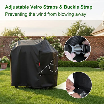 Outdoor Grill Cover Fits Weber Searwood XL 600 Pellet Smoker Grill,Heavy Duty Waterproof 600D BBQ Cover for Outside,UV Resistant with Storage Bag & Windproof Straps 52.5" W X 25" D X 42" H