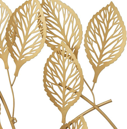Deco 79 Metal Leaf Home Wall Decor Wall Sculpture, Wall Art 36" x 1" x 29", Gold