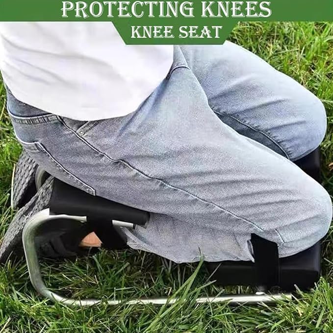 Knee Seat, Strap on Kneeling Device for Garden, Portable Stainless Steel Gardening Strap on Knee Seat, Knee Seat for Gardening Garden Farm Work Seniors Gardener (Black)