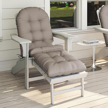 Adirondack Chair Cushion with Ottoman, Folding Adjustable Adirondack Seat Cushions, Waterproof Adirondack Patio Chair Pads for Garden, Deck, or Poolside, Large-Beige-1