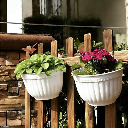 ORIMERC 6 Pcs Plastic Large Wall Plant Pots Vertical Garden Living Wall Mounted Window Hanging Basket Fence Planters Indoor Outdoor for Plants Flowers Kitchen Herbs Holder with Drainage Decor White