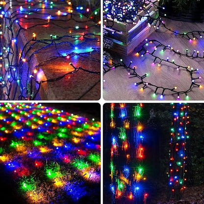 OZS 6 Pack 480LED Solar Christmas String Lights Outdoor, Waterproof 8 Modes Solar Tree Light, Green Wire Christmas Lights Outdoor for Garden, Party, Wedding, Christmas Decorations (Multicolor)