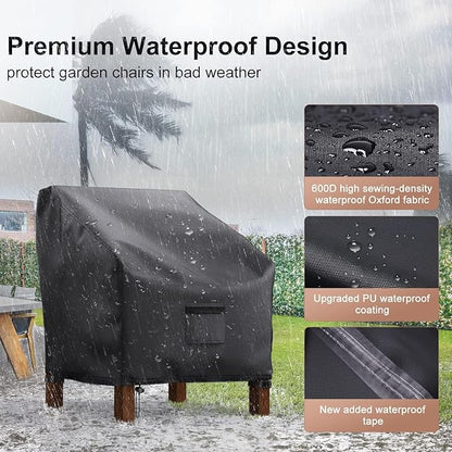 Patio Chair Covers Waterproof, Mrrihand Lounge Deep Seat Cover, Heavy Duty Outdoor Lawn Patio Furniture Covers (31" W x 38" D x 30" H - 2 Pack)
