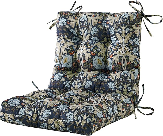 ARTPLAN Seat/Back Outdoor Chair Cushion,Set of 4 Patio Chair Cushion with Tie,Tufted Replacement for Patio Furniture,40x20x4 Inches,4 Count,Floral
