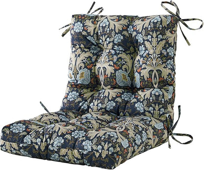 ARTPLAN Seat/Back Outdoor Chair Cushion,Set of 4 Patio Chair Cushion with Tie,Tufted Replacement for Patio Furniture,40x20x4 Inches,4 Count,Floral